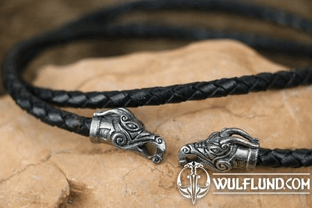 DRAGON HEADS LEATHER BRAIDED CORD