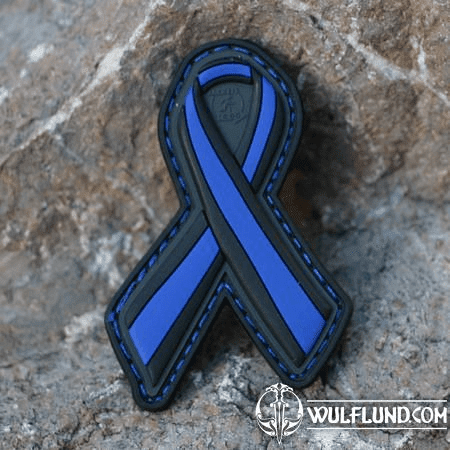 THIN BLUE LINE RIBBON RUBBER PATCH POLICE SUPPORT