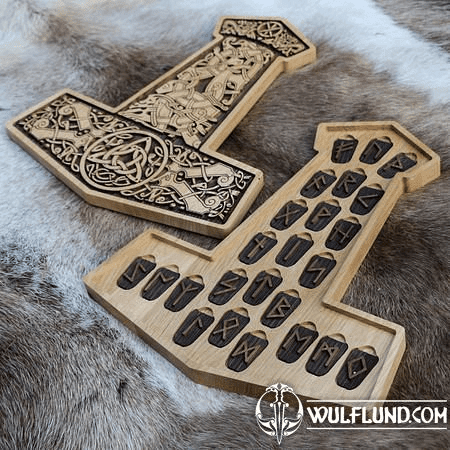 MJÖLLNIR - RUNES FUTHARK SET AND THOR'S HAMMER GIFT BOX