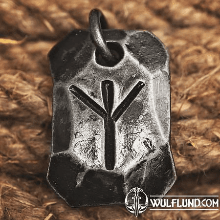 ALGIZ, FORGED IRON RUNE PENDANT