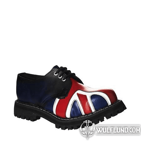 LEDERSTIEFEL STEEL BRITISCHE FLAGGE 3-LOCH-SCHUHE