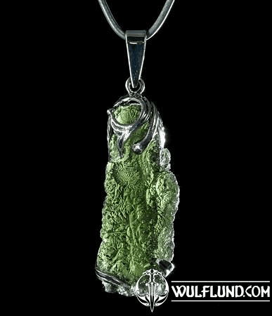 CORONA - MOLDAVITE, STERLING SILVER PENDANT