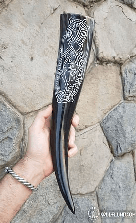 INFINITY, DRINKING HORN WITH CARVED DECORATION, 0.4 L