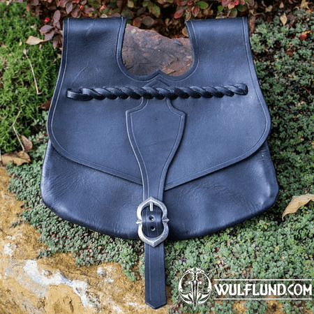 MEDIEVAL LEATHER BAG 13TH - 15TH CENTURY BLACK