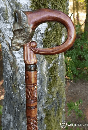 WILD BOAR - WALKING STICK, WOODEN CANE