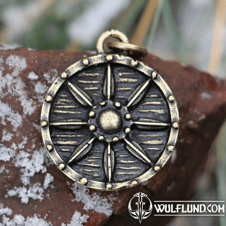 VIKING SHIELD, PENDANT, ZINC ANTIQUE BRASS