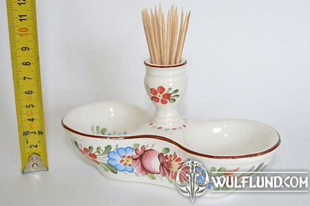 SPICIES AND TOOTHPICK STAND, TRADITIONAL CERAMICS FROM SOUTH BOHEMIA