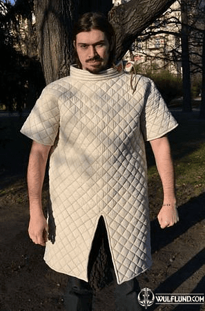 LINEN GAMBESON, PADDED JACK WITH SHORT SLEEVES