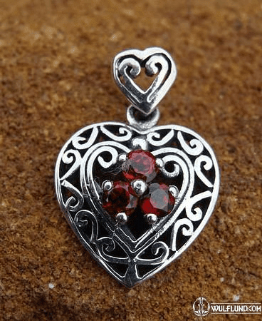 GARNET HEART, PENDANT , AG 925