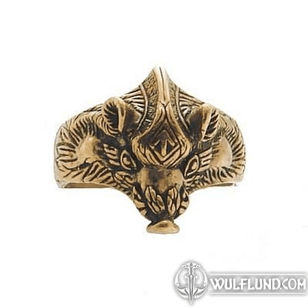 VIKING BOAR WITH TIWAZ RUNE, BRONZE RING