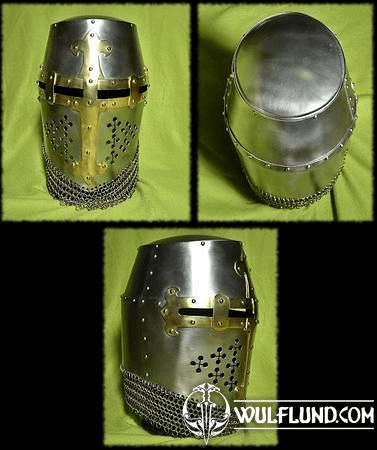 CRUSADER GREAT HELM WITH CHAINMAIL