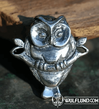 OWL ON BRANCH, SILVER PENDANT