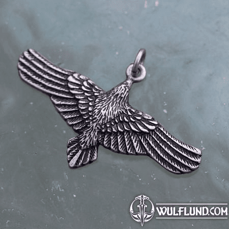 FLYING CROW - RAVEN, ZINC PENDANT