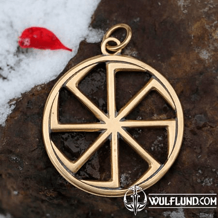 BRONZE KOLOVRAT, SLAVIC SUN WHEEL PENDANT