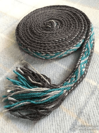 TABLET WOVEN BAND, BLUE-GREY COLOURS