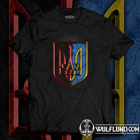 T-SHIRT UKRAINE COAT OF ARMS - RED IS BLOOD, BLACK IS EARTH