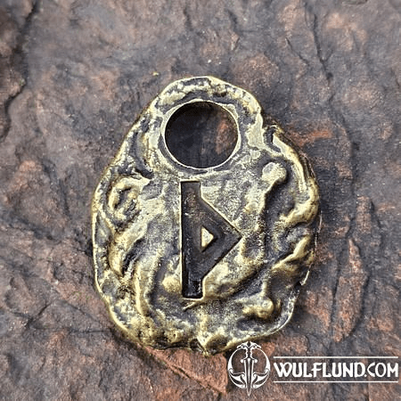 THURISAZ - RUNIC AMULET, ANTIC BRASS