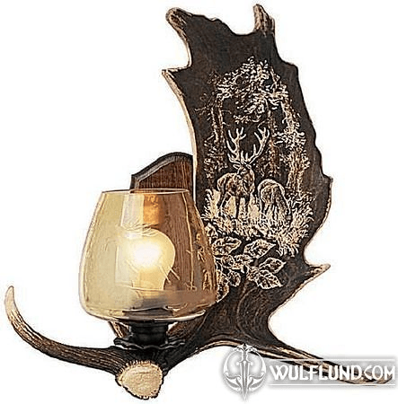 WALL ANTLER LAMP WITH CARVING