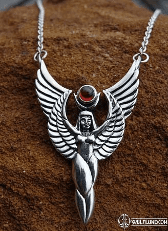 WINGED ISIS NECKLACE, SILVER JEWEL, 15 G