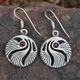 MUSCHEL, Prag Jugendstil, Ohrringe Silber 925, Granat
