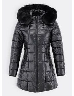 Dámska lesklá prešívaná bunda čierna