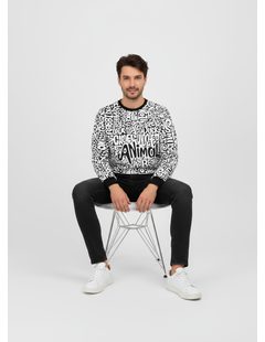 Pánska mikina s potlačou čierno-biela
