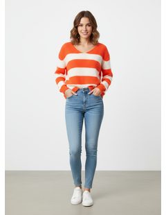 Dámsky sveter bielo-oranžová