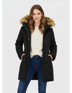 Dámska zimná bunda s kožušinovou podšívkou čierna