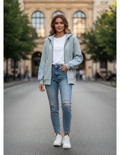 Dámska voľná mikina s kapucňou mentolová