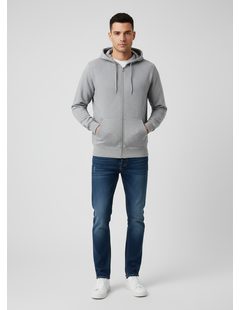 Pánská mikina s kapucí bez potisku šedá
