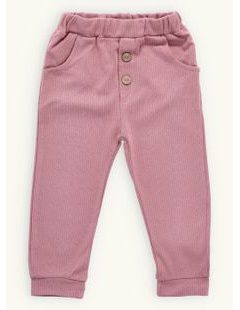 Dětské žebrované tepláky starorůžové