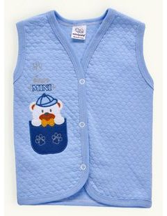 Detská tepláková vesta s výšivkou MACKO modrá