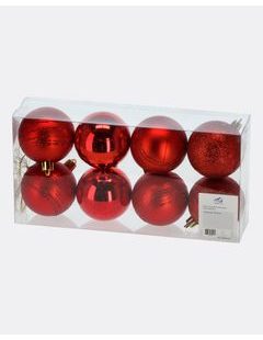 Červené vánoční koule v krabici