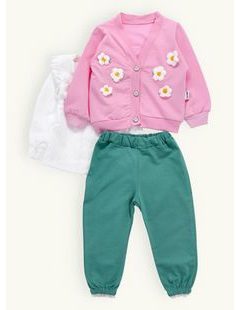 Dětská souprava MARGARÉTKA růžovo-zelená