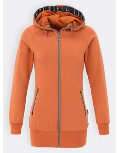 Mikina s ozdobným lemom tehlová