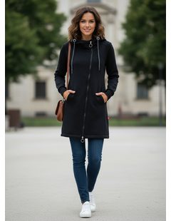 Predĺžená mikina s kapucňou čierna