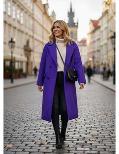 Dámský oversize kabát fialový