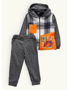 Dětská sportovní tepláková souprava MOTORKA černo-oranžová