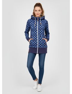 Tmavomodrá mikina so vzorom šachovnice