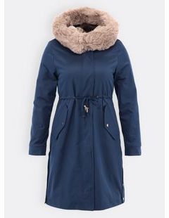 Dámska dlhá zimná bunda tmavomodrá