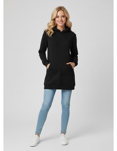 Dámska predĺžená mikina s kapucňou čierna