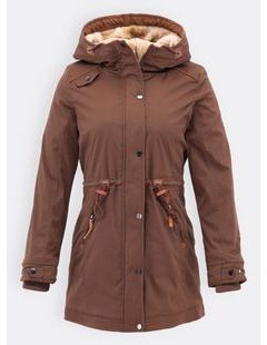 Dámska zimná bunda s kožušinovou podšívkou hnedá