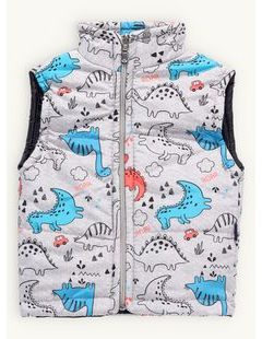 Dětská prošívaná vesta DINOSAURY šedá