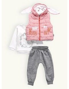 Detská tepláková súprava ŠŤASTNÝ ZAJAC broskyňová