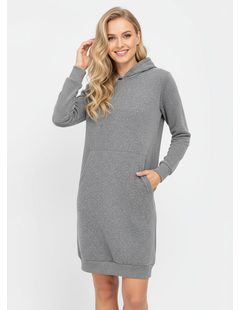 Dámská dlouhá mikina s kapucí šedá