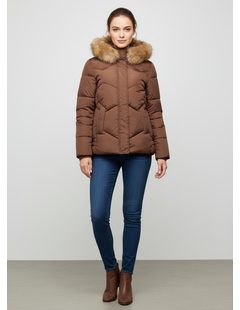 Dámská krátká prošívaná bunda hnědá
