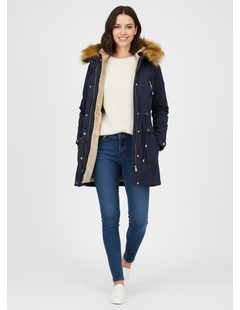 Parka s odopínateľným futrom tmavomodrá