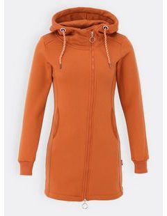 Predĺžená mikina s kapucňou tehlová