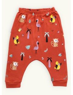 Detské tepláky s exotickou potlačou tehlové