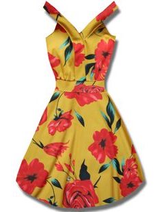Kvetinové dámske šaty P7541 žlté